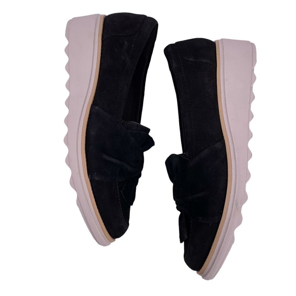 NEW Collection by CLARKS Sharon Dasher Black Suede Platform Loafers Size 6.5 M - Picture 5 of 8